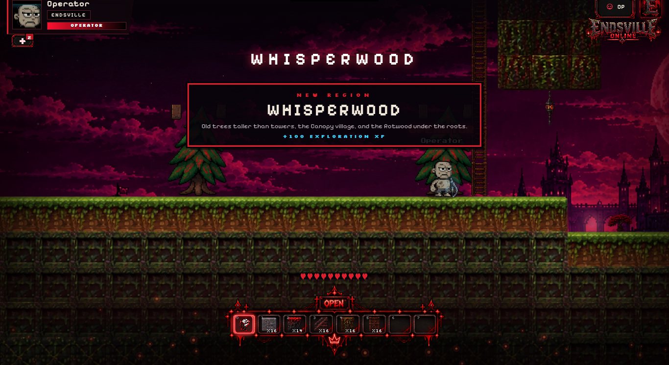 A player discovering Whisperwood