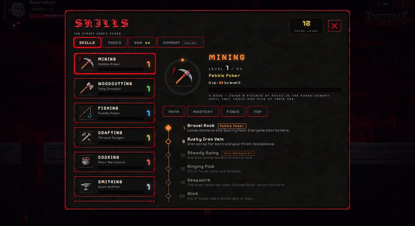 The skills screen